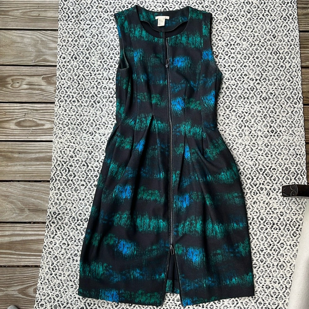 vintage H&M green, blue and black dress size 8.